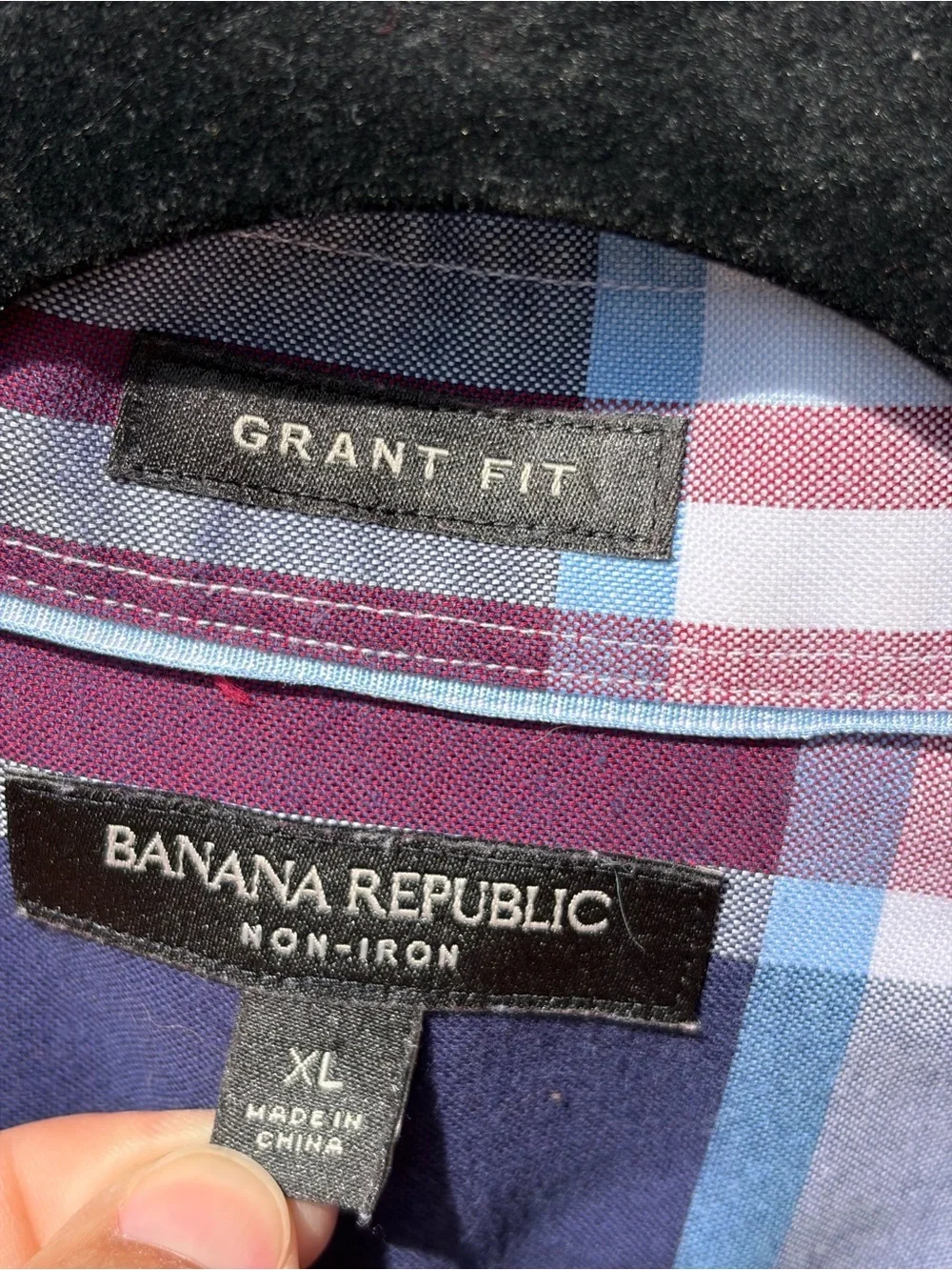 Banana Republic non iron Grant Fit Plaid Button-Down Shirt - Red & Blue XL